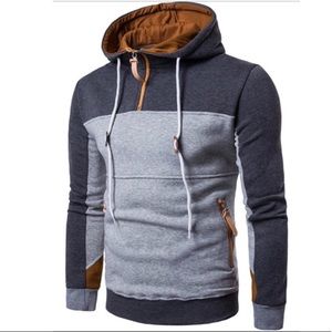Grey Colorblock Hooded Sweatshirt